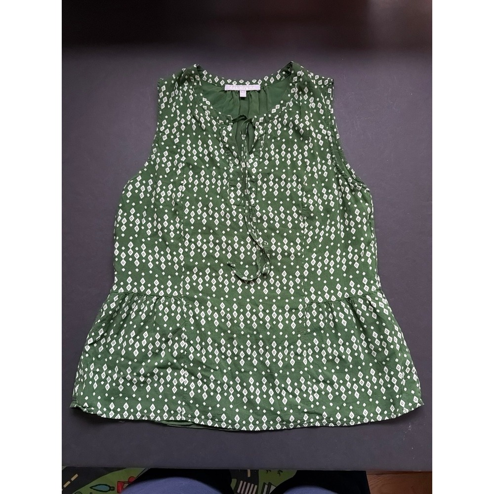 Daniel Rainn Green Sleeveless Tassel‎ Tie Boho Peasant Blouse Women's Medium
